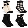 Women’s Cozy Cat Crew Socks with Soft Knit & Cute Designs MX615- 4 pairs