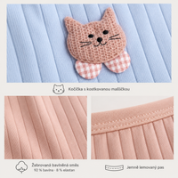 CZ8064 – cat appliqué, ribbed cotton blend and bound waist details