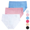 Women's high-waisted fabric texture cotton panties CZ8080 - 3 pcs in a pack