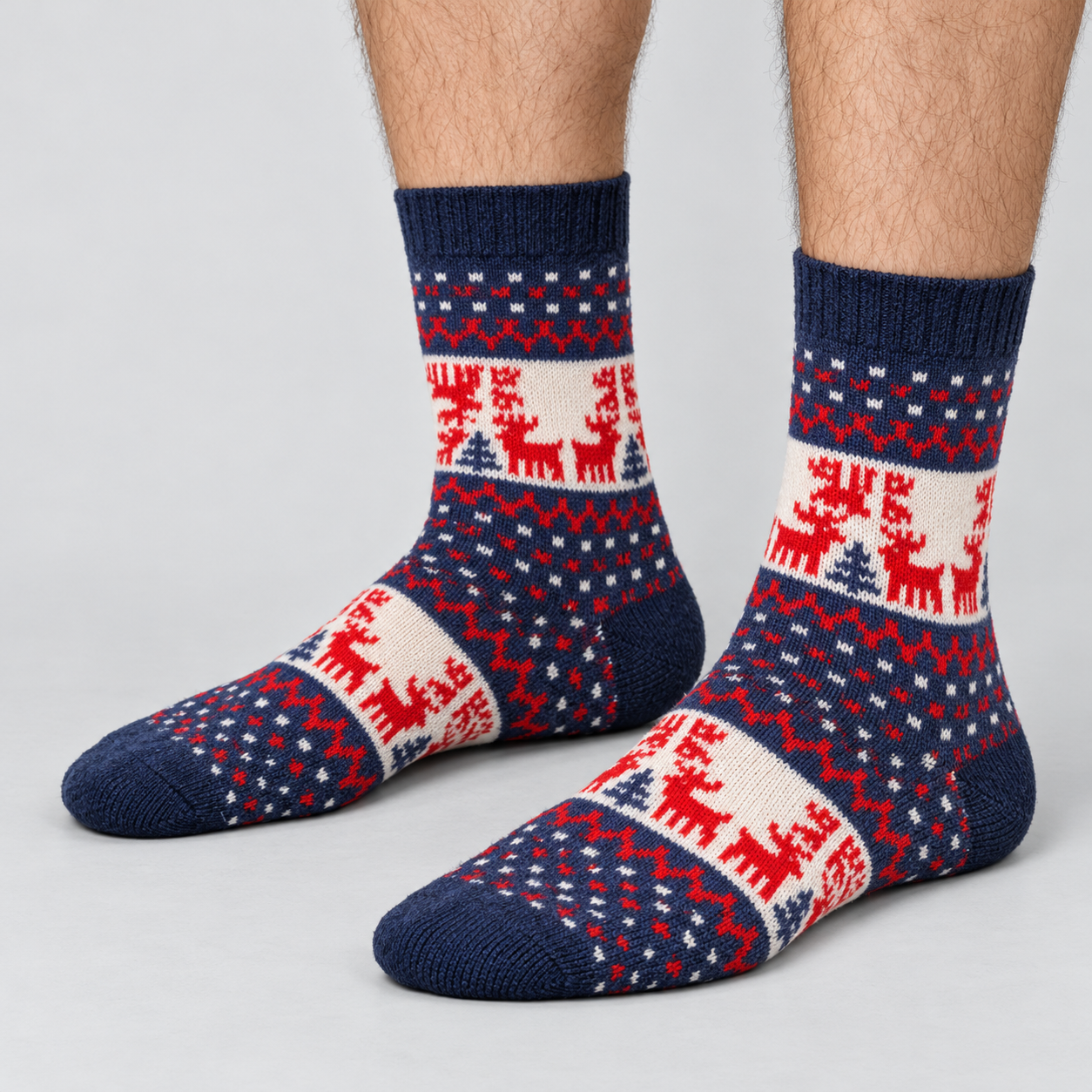 ECM-9115MC men's thermal Christmas socks worn