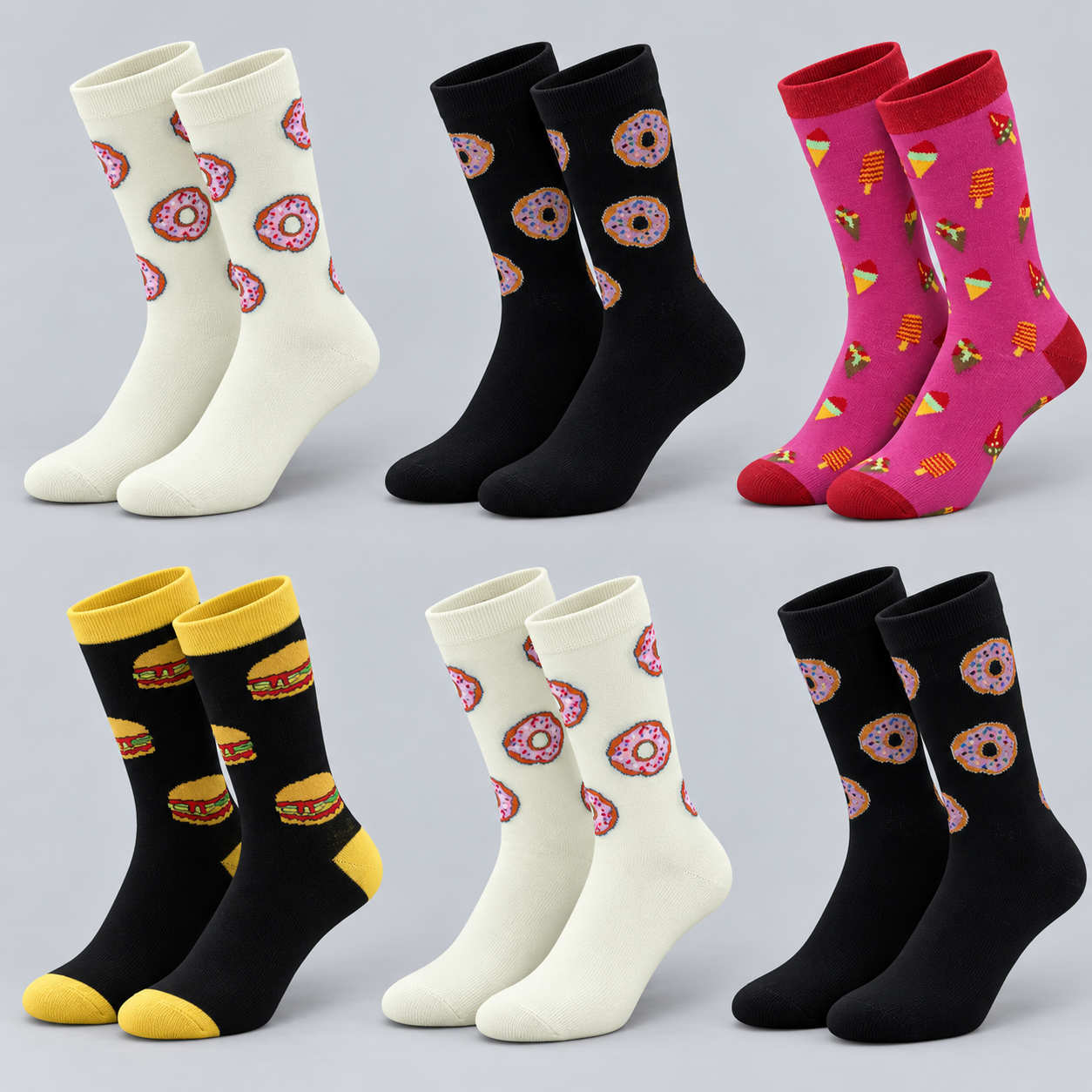 NY05 women's snack pattern crew socks main