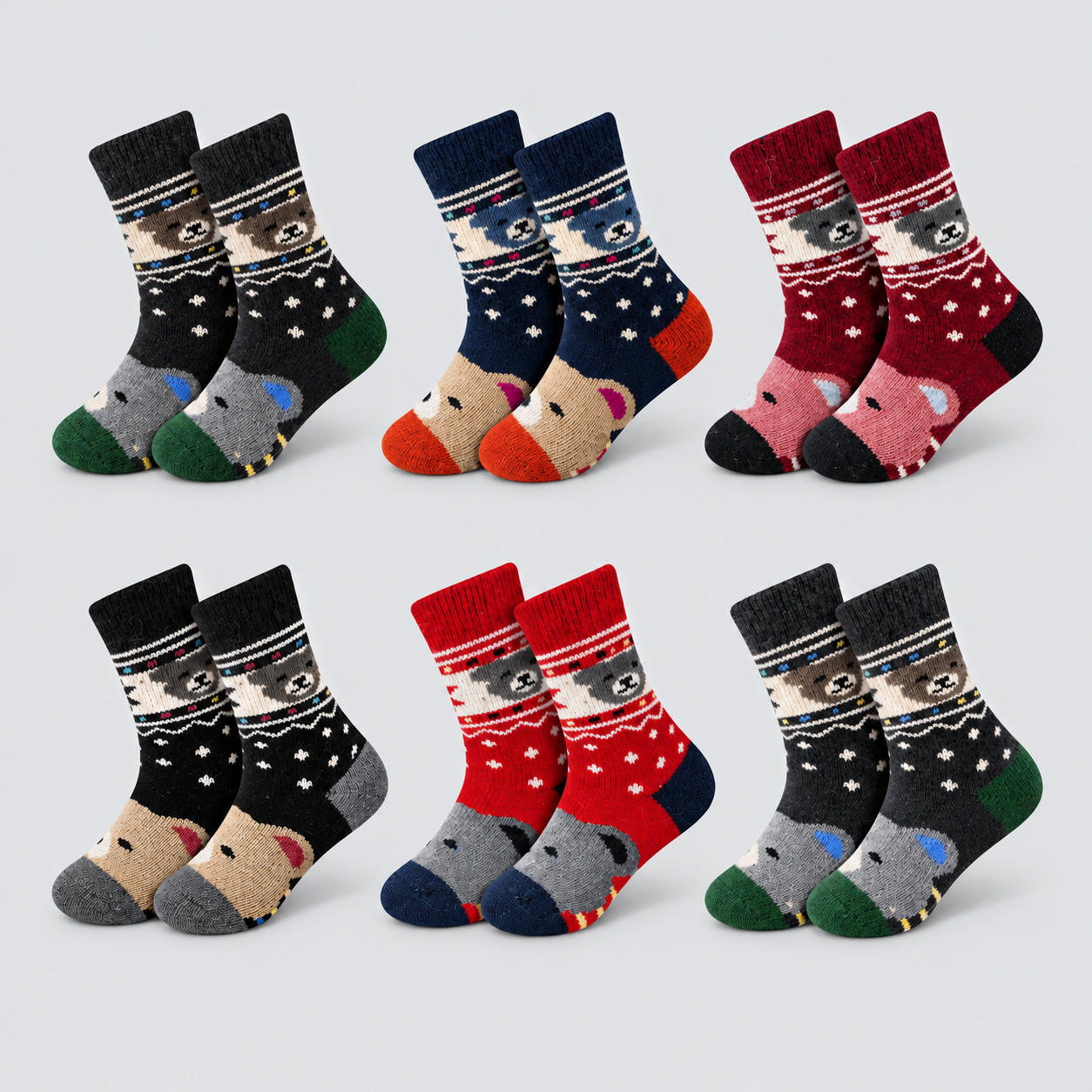 QW04 children's thermal teddy bear socks main