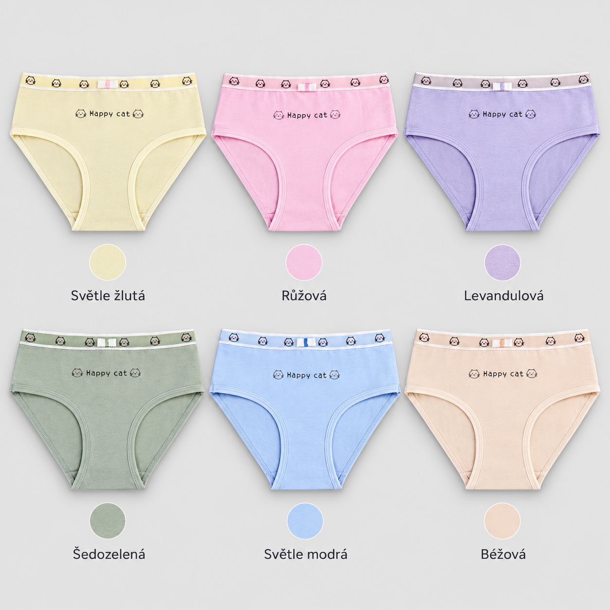 XQ6027 Happy Cat briefs colors