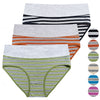 Women's high-waisted cotton panties stripe YW4222A - 3 pieces in a pack