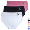 Women's high waist cotton ribbed belt embroidery Butterfly Panties YW4260 - 3 pcs in a pack