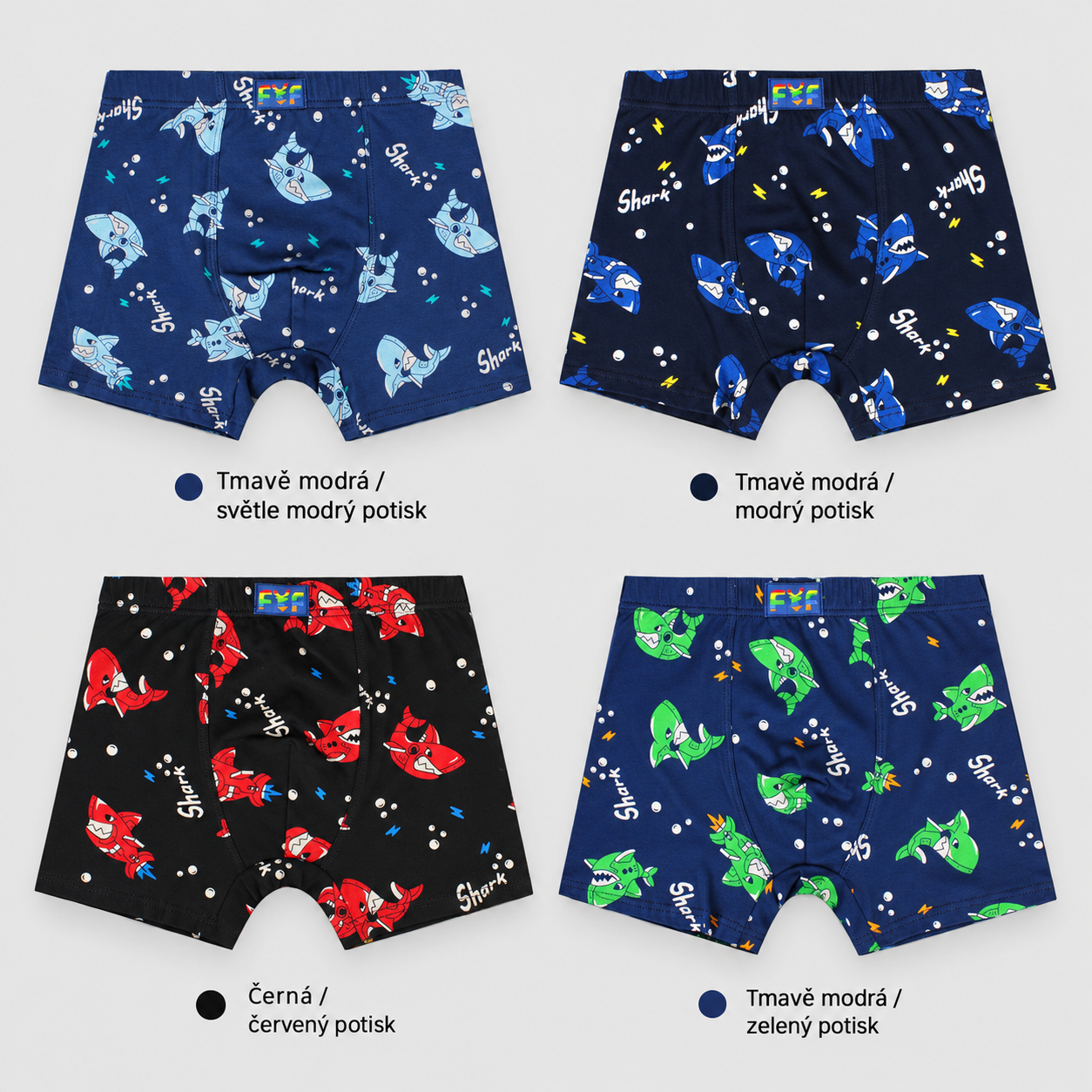 ZQ5210 shark print boxer briefs colours