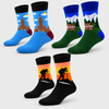 Men’s Cotton-Rich Fishing Crew Socks with Outdoor Patterns FC666 – 4 Pairs