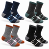 Men's Warm Ribbed Crew Socks with Contrast Stripes BTT-363 - 4 pairs